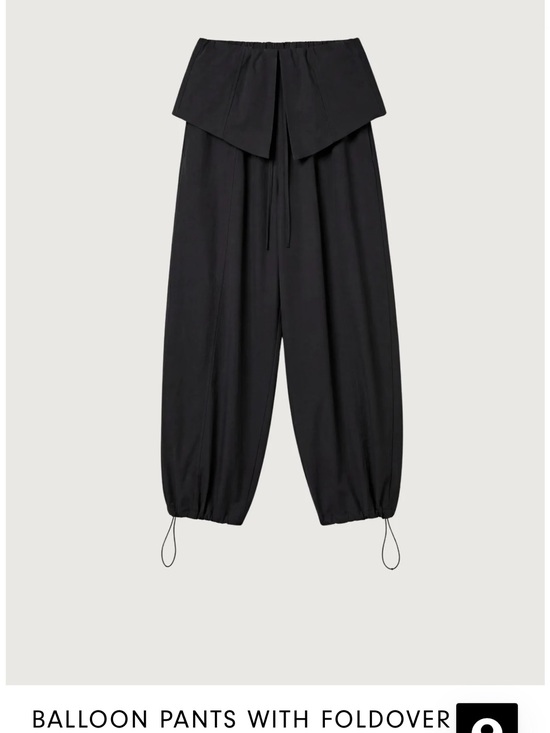 OAK + FORT Pants - OAK + FORT Black Balloon Pants with Foldover Waistband